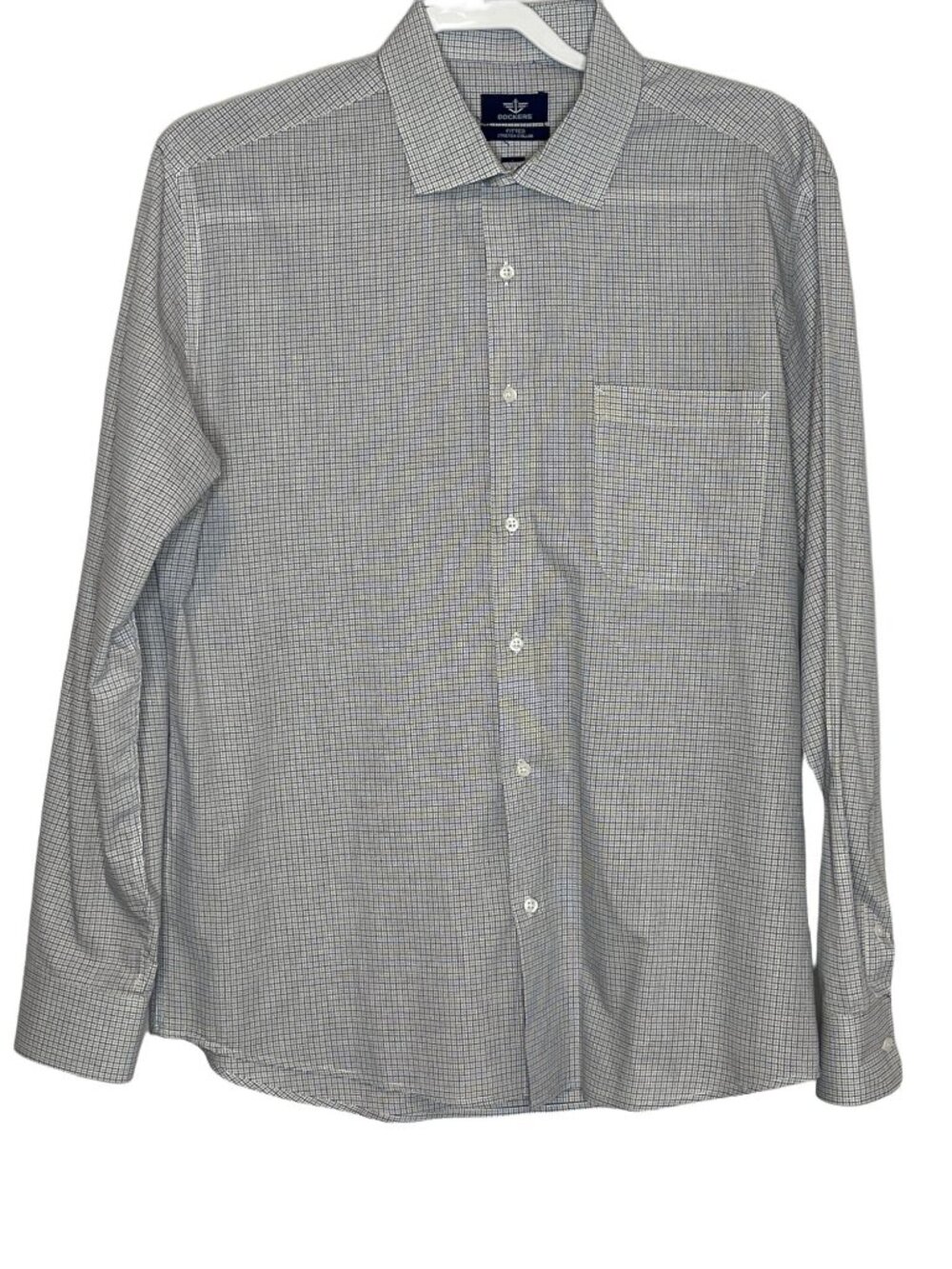 Dockers Mens Large 16 34/35 Plaid Button Front Shirt Long Sleeve